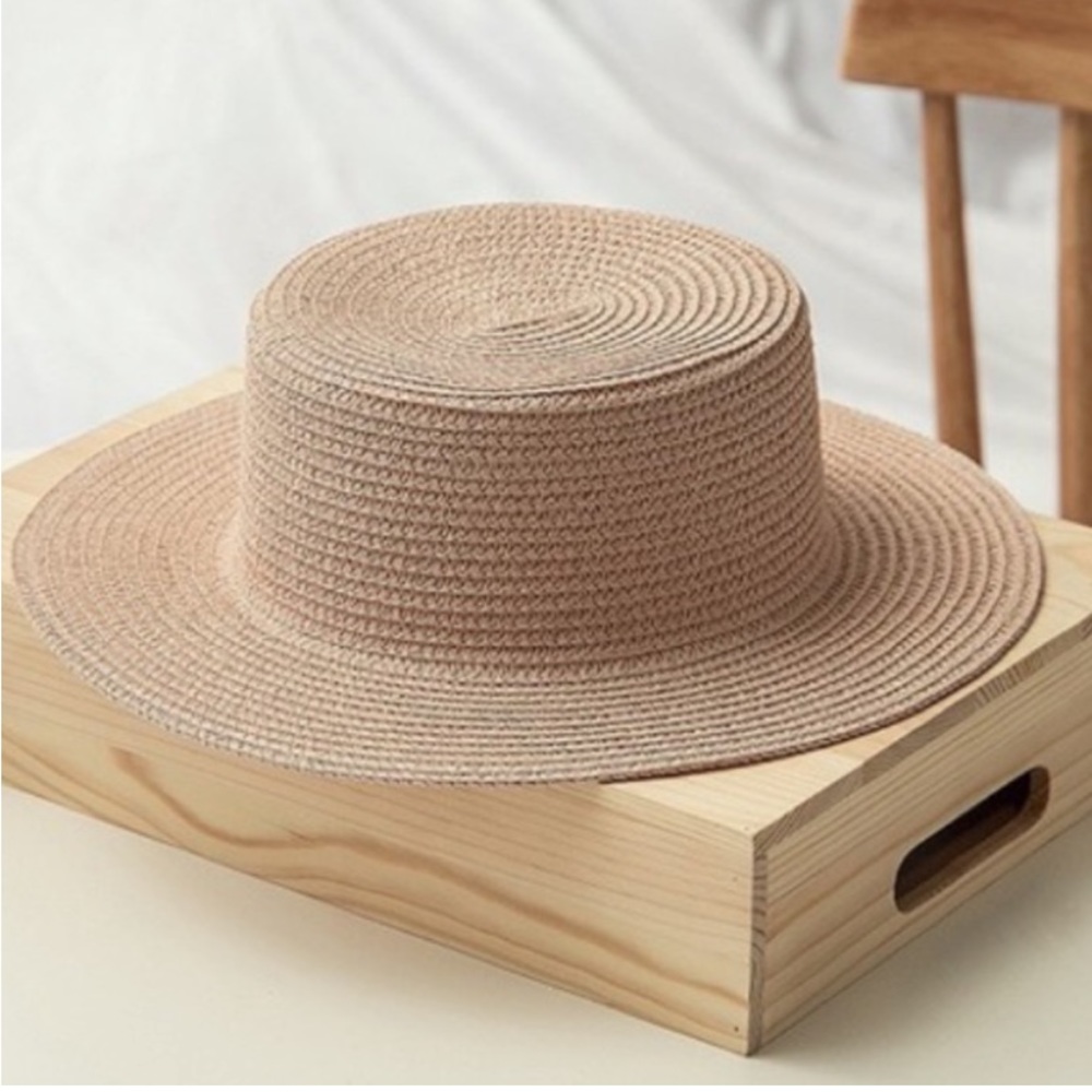 Straw Panama Brimmed Hat NEW Pale Pink